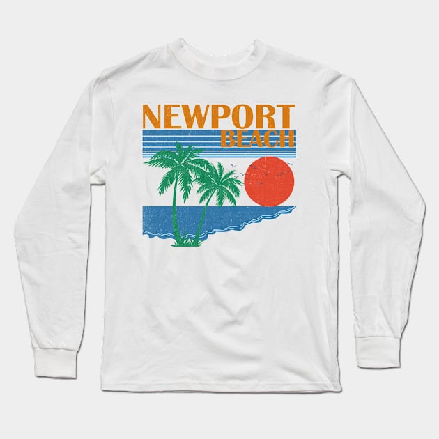 Newport Beach \\ Retro Vintage Design Long Sleeve T-Shirt by KianOlsen Art